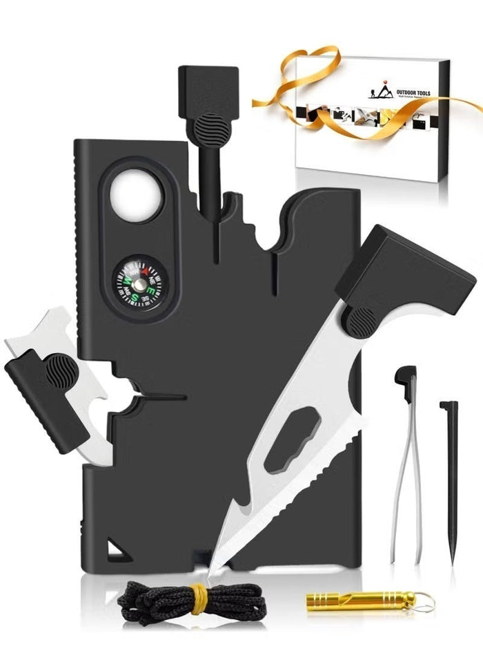 Upgraded Credit Card Tool Multitool - Mens Grandpa Gifts for Dad Who Wants Nothing, Papa Gifts for Him Credit Card Knife Foldable Cool Gadgets for Men Wallet Tools With Blade Compass Screwdrivers