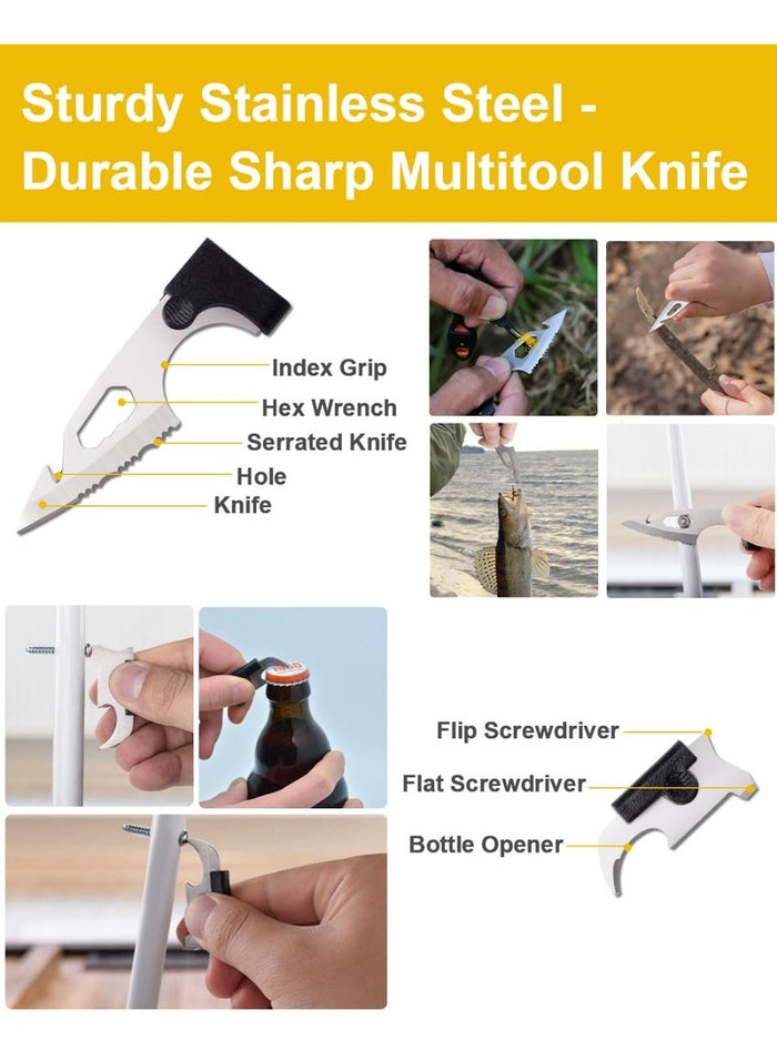 Upgraded Credit Card Tool Multitool - Mens Grandpa Gifts for Dad Who Wants Nothing, Papa Gifts for Him Credit Card Knife Foldable Cool Gadgets for Men Wallet Tools With Blade Compass Screwdrivers