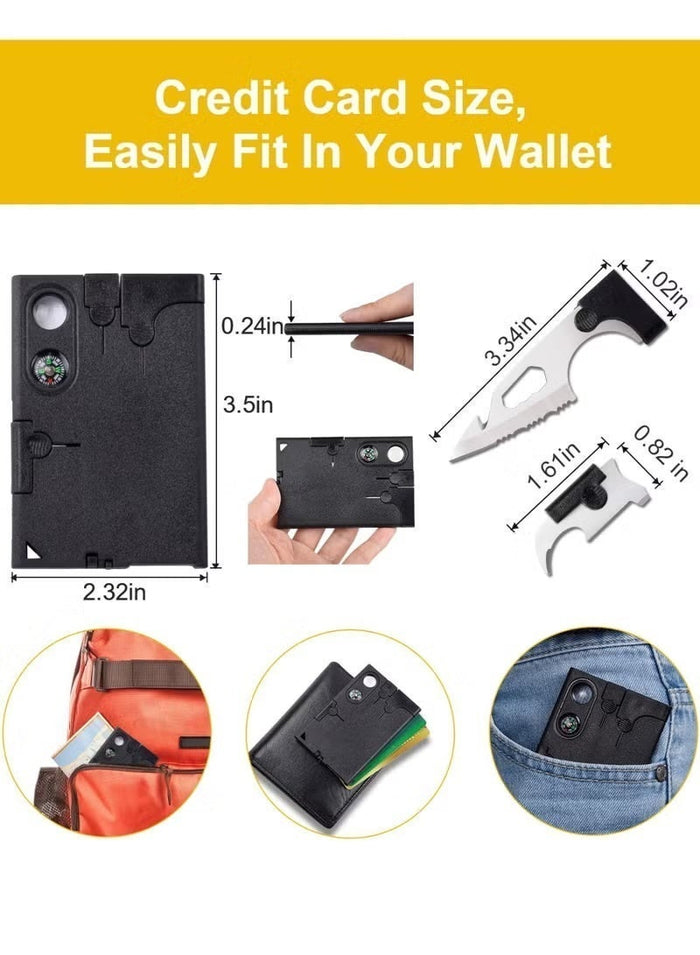 Upgraded Credit Card Tool Multitool - Mens Grandpa Gifts for Dad Who Wants Nothing, Papa Gifts for Him Credit Card Knife Foldable Cool Gadgets for Men Wallet Tools With Blade Compass Screwdrivers
