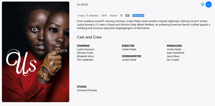 Us HD Digital Code (2019) (Redeems in Movies Anywhere; HDX Vudu Fandango & HD iTunes Apple TV Transfer From Movies Anywhere)