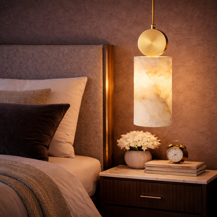 Veloria Marble Cylinder Pendant Light