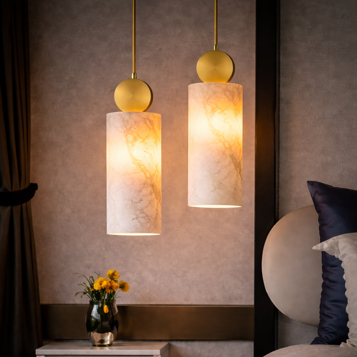 Veloria Marble Cylinder Pendant Light