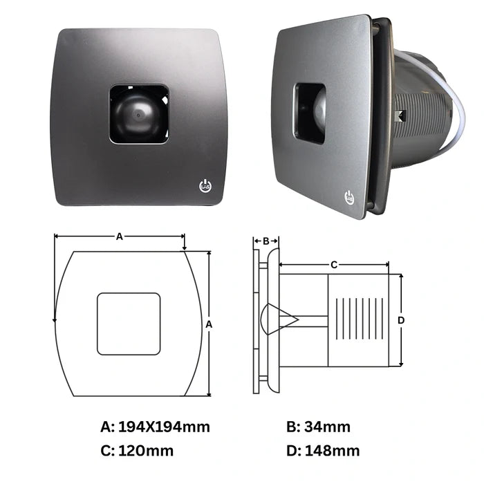 Ventilo EX Lunar Grey Bathroom Exhaust Fan