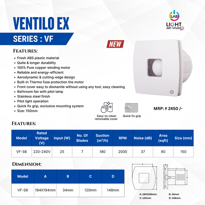 Ventilo EX Mist White Bathroom Exhaust Fan