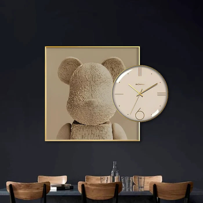 Verdant Canopy Art & Elegant Gold Wall Clock Set