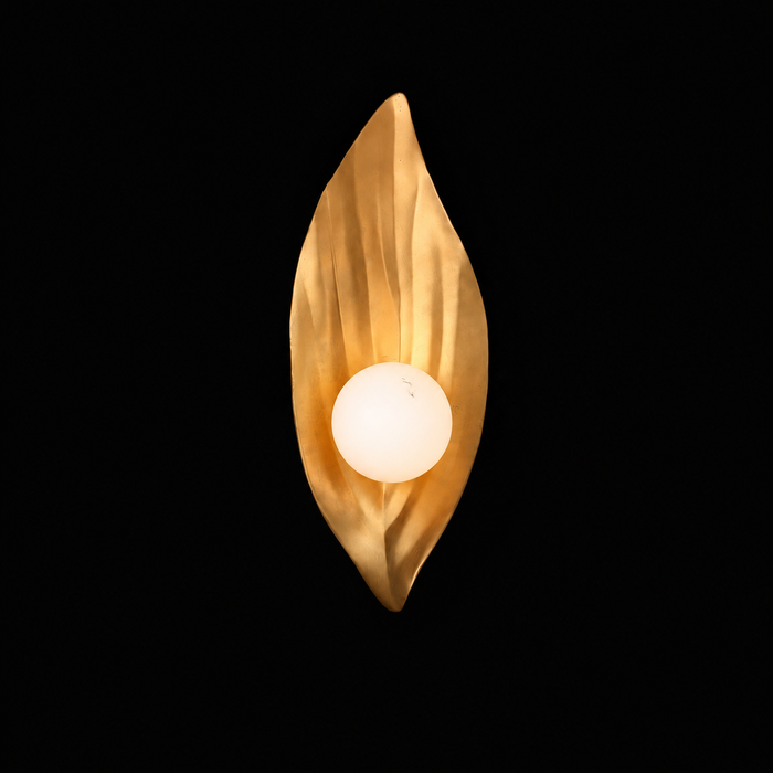 Veridian Glow - Gold Leaf Wall Lamp with Orb Light