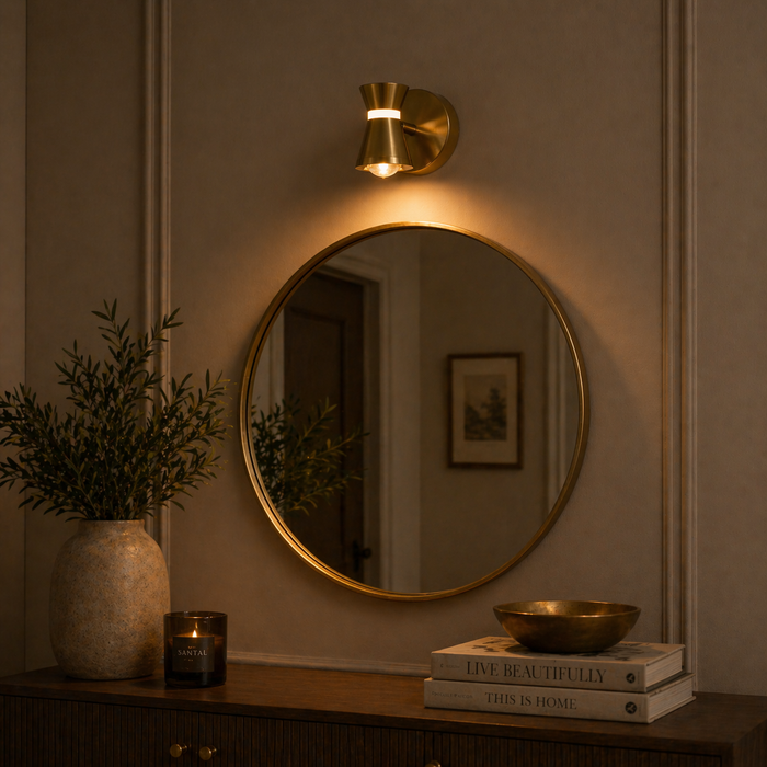 Vespera Gold Hourglass Mirror Lamp