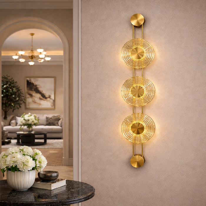 Vetro Luxe Triple Disc Brass Wall Light