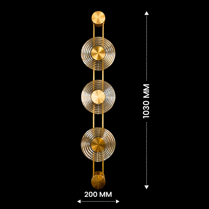 Vetro Luxe Triple Disc Brass Wall Light
