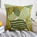 Waves of Green Embroidered Pillow Cover