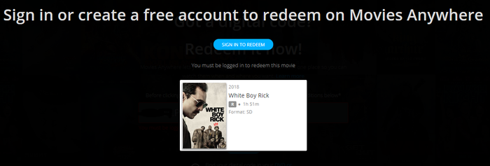 White Boy Rick SD Digital Code (2018) (Redeems in Movies Anywhere; SD Vudu Fandango at Home & SD iTunes Apple TV Transfer From Movies Anywhere) (THIS IS A STANDARD DEFINITION [SD] CODE)