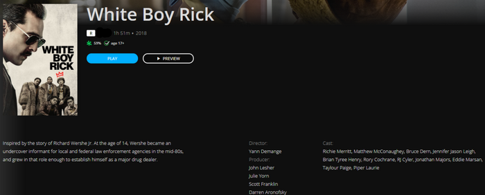 White Boy Rick SD Digital Code (2018) (Redeems in Movies Anywhere; SD Vudu Fandango at Home & SD iTunes Apple TV Transfer From Movies Anywhere) (THIS IS A STANDARD DEFINITION [SD] CODE)