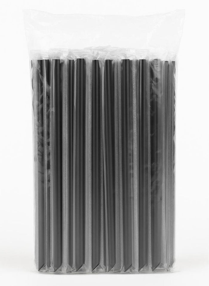 WIN PACK Individually Wrapped Black Bubble Tea Straws – 8mm × 23cm – 250 Pieces
