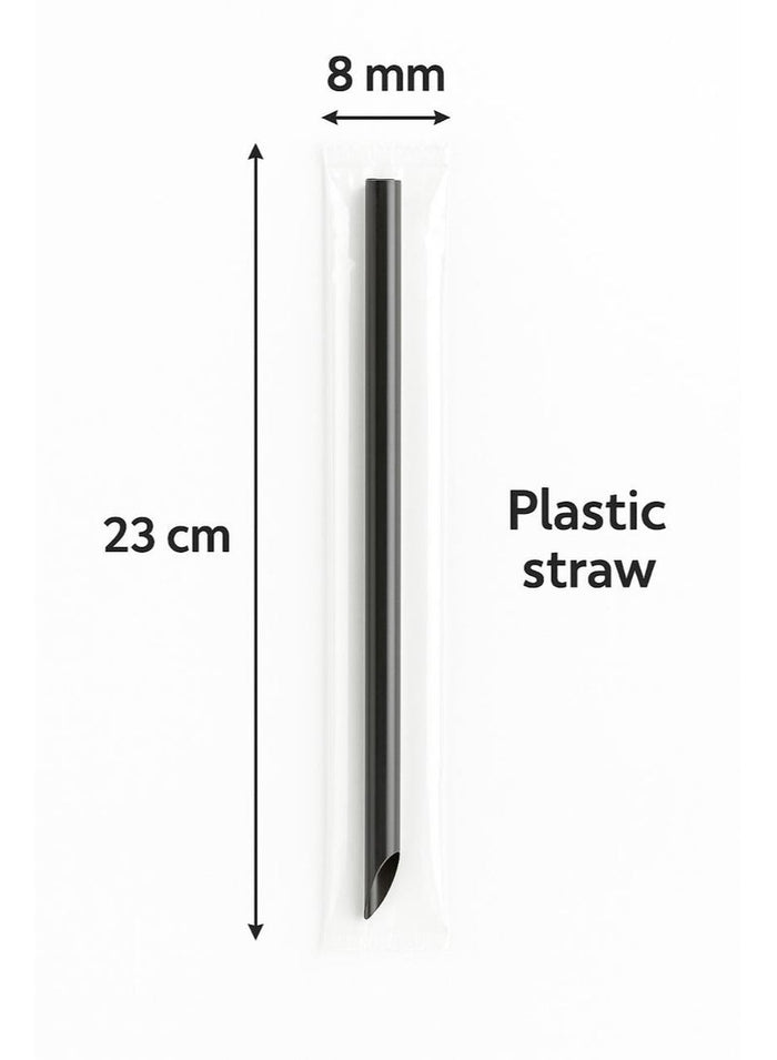WIN PACK Individually Wrapped Black Bubble Tea Straws – 8mm × 23cm – 250 Pieces