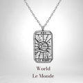World Tarot Card Silver Necklace